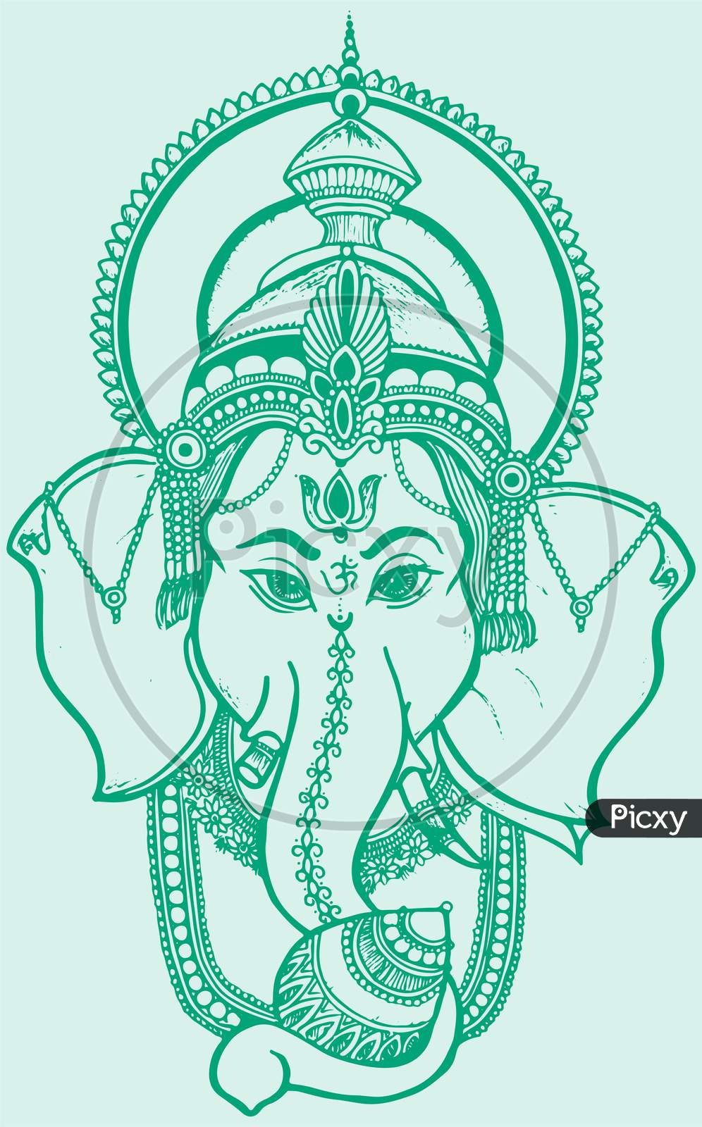 Sketch Of Hindu God Lord Ganesha Closeup Face Outline Editable Vector Illustration