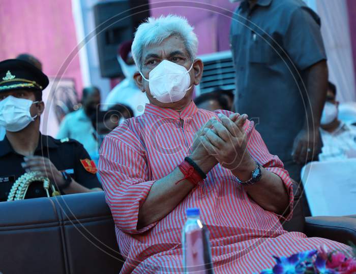Jammu and Kashmir Lt governor Manoj Sinha seen after inaugurating Ring road under (PMDP) from Akhnoor road to Bhalwal in Jammu on August 21,2020.