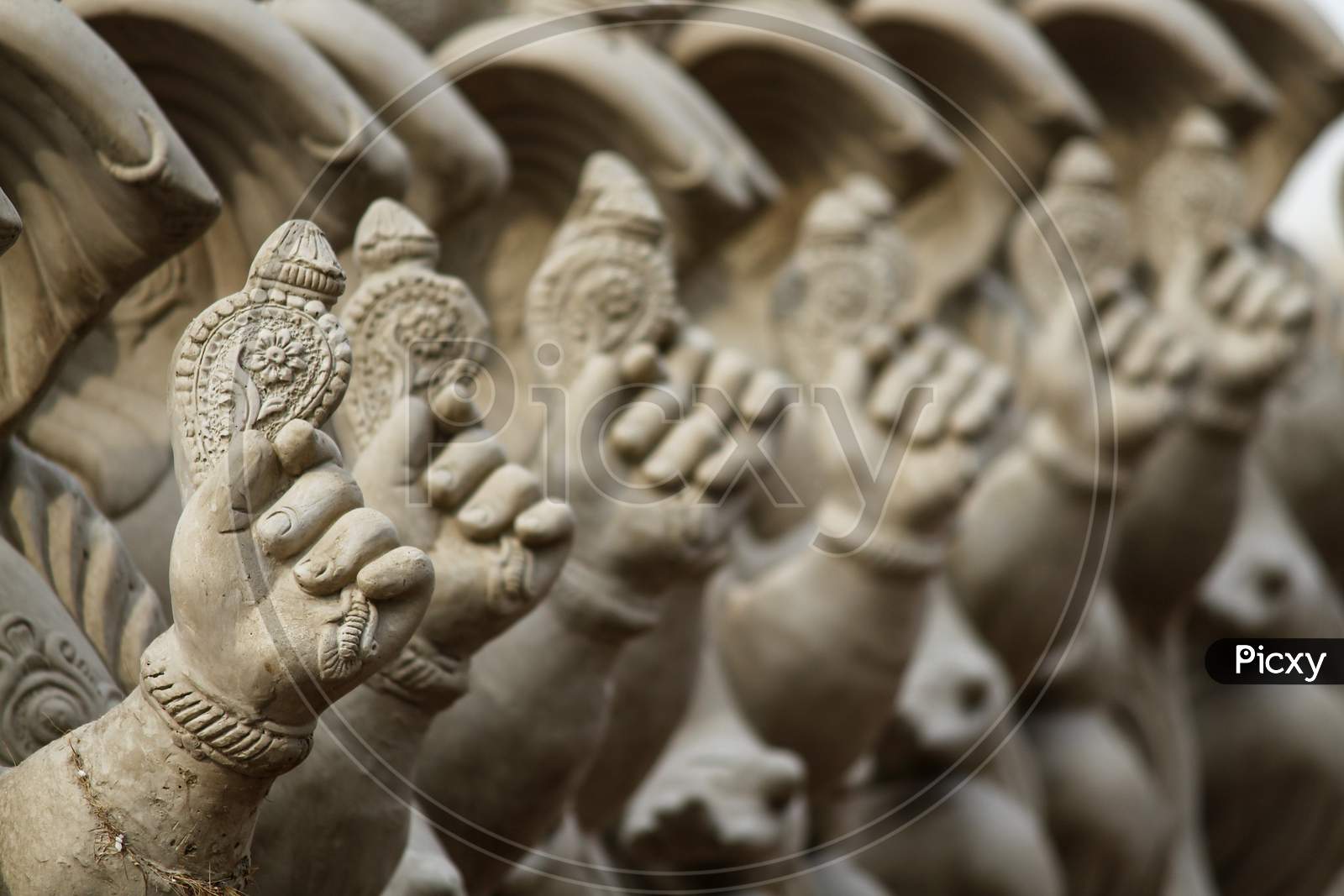 Unfinished Ganesh idols show cased