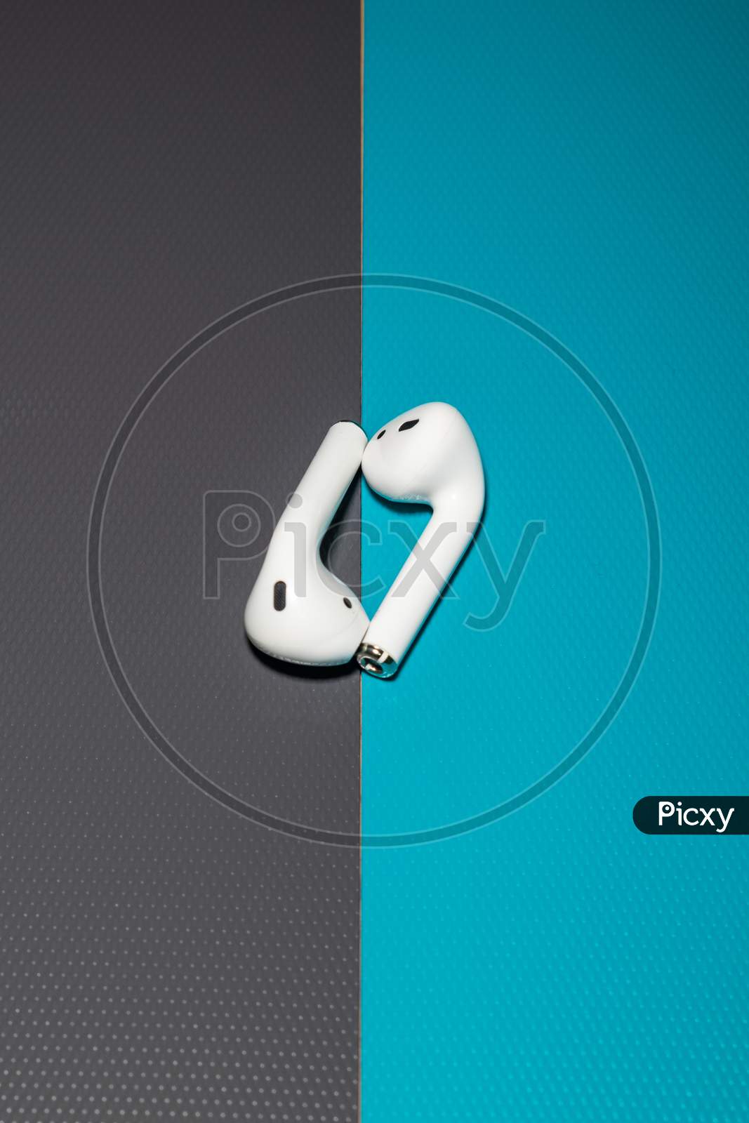 Airpods In Different Colour Background, Photography Art
