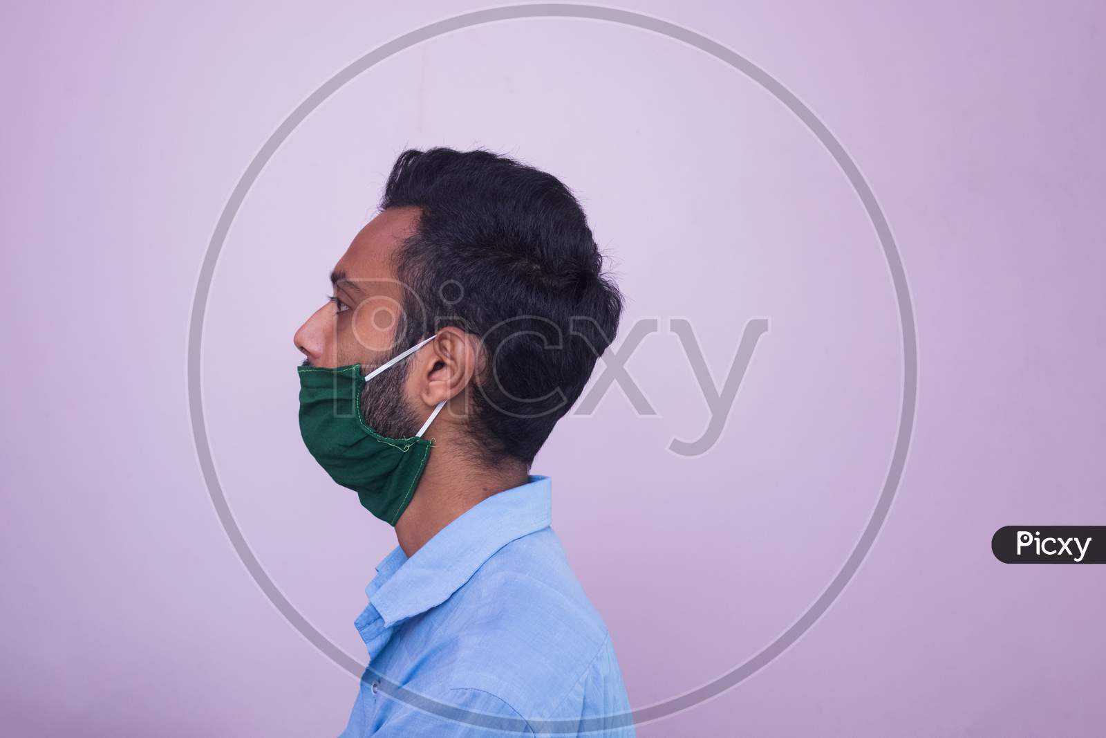 Indian Man Wearing Mask Below Nose