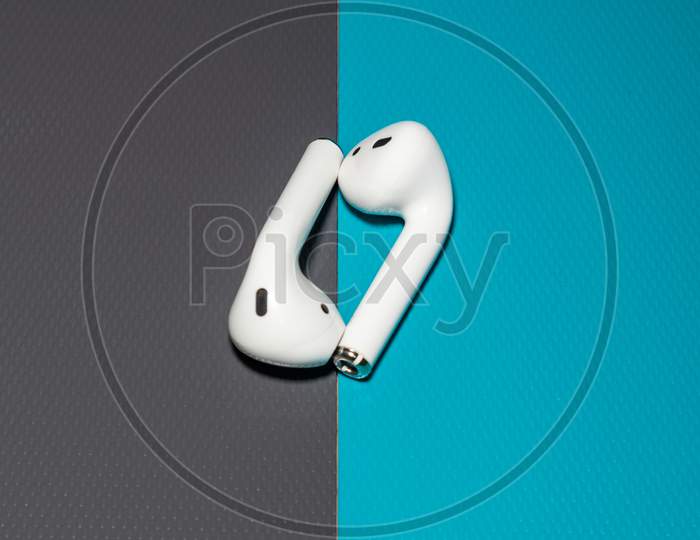 Airpods In Different Colour Background, Photography Art