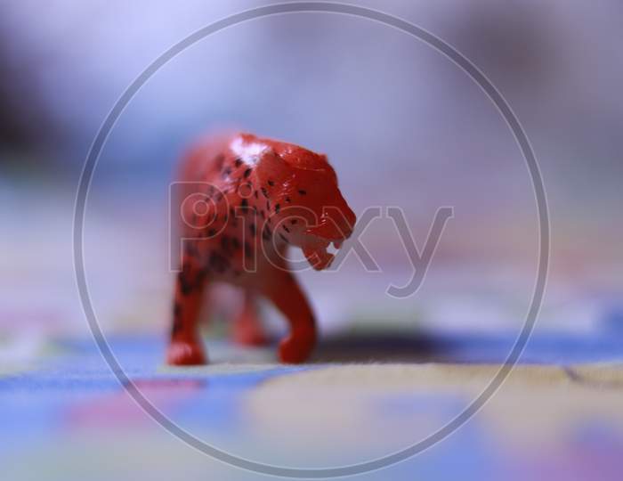 Tiger Model Concept Toy On Colorful Background