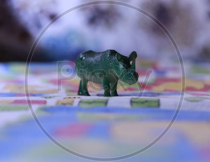 Rhino Model Concept Toy On Colorful Background