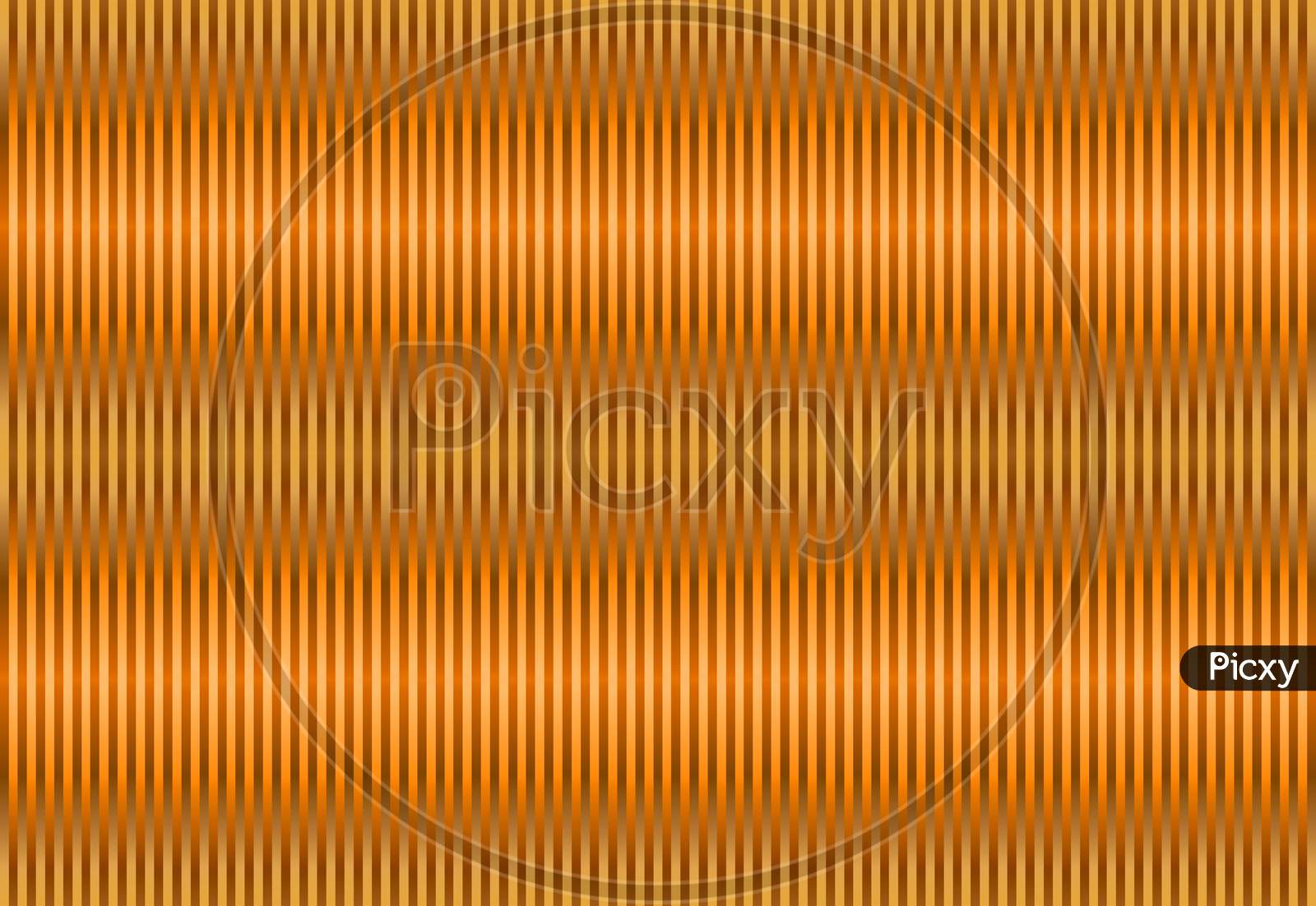 Striped classic background with golden vertical lines and glare of light. 3D rendering abstract golden neon vertical line background