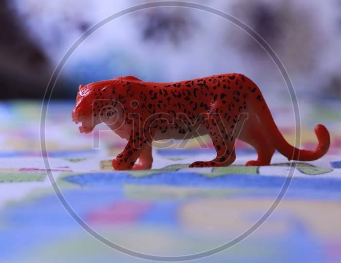 Tiger Model Concept Toy On Colorful Background