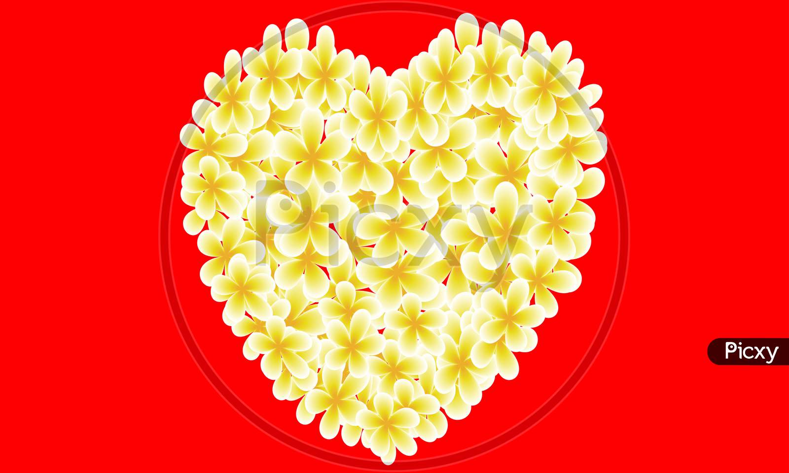 heart shape colorful flowers art