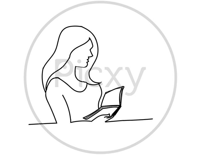 girl reading a book Art & Illustration