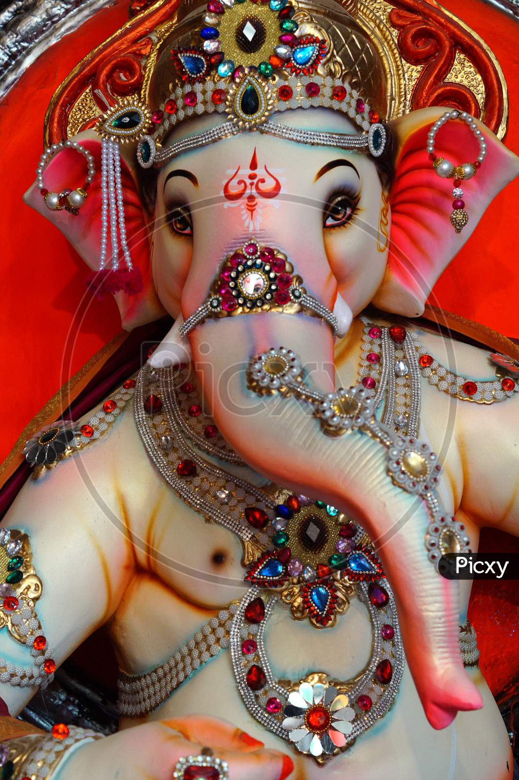 Close-up view of head of Indian Hindu God Ganesha