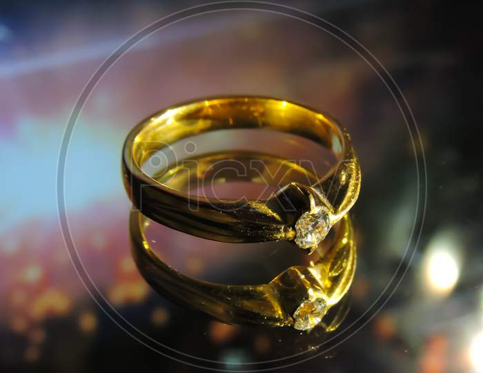 Gold Ring Diamond Jewellery Closeup 'Bokeh'