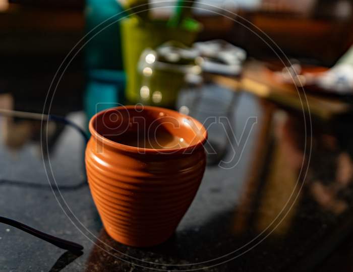 Indian Chai(Tea) In A Kullad(Indian Clay Cup) Beautifully Captured.