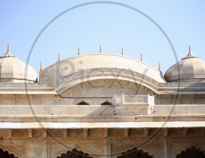 Rajput architecture, Historical Amer fort roof top in Jaipur, Rajasthan