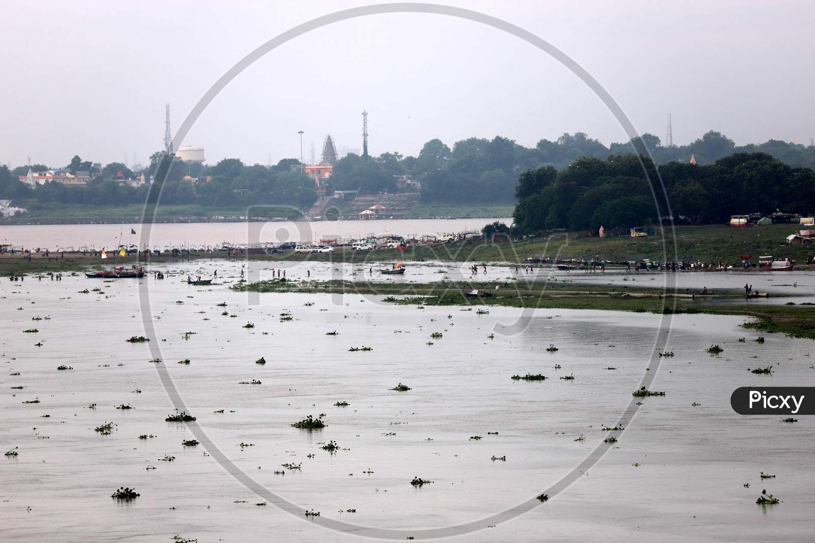A View Of Ghats Submerged In The Flooded Water Of River Ganga And Yamuna During Heavy Rain In Prayagraj, August 23, 20202.