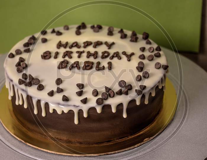 Vanilla chocolate chip birthday cake