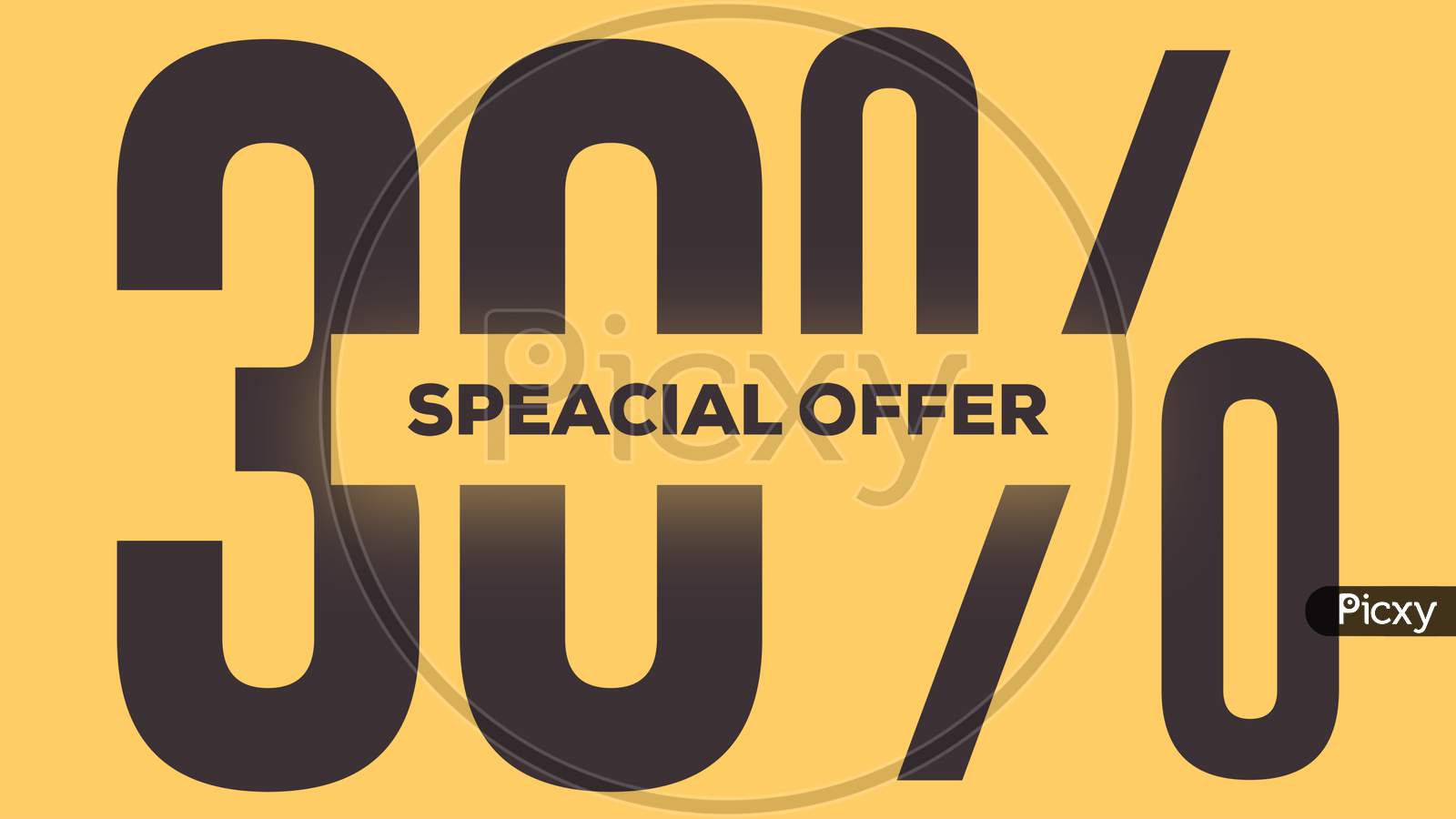 Speacial Offer 30% Off Illustration Use For Landing Page,Website, Poster, Banner, Flyer, Background,Label, Wallpaper,Sale Promotion,Advertising, Marketing On Yellow Background