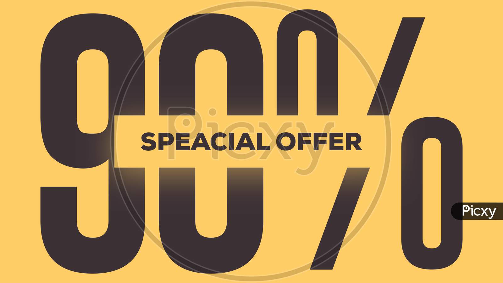 Speacial Offer 90% Off Illustration Use For Landing Page,Website, Poster, Banner, Flyer, Background,Label, Wallpaper,Sale Promotion,Advertising, Marketing On Yellow Background
