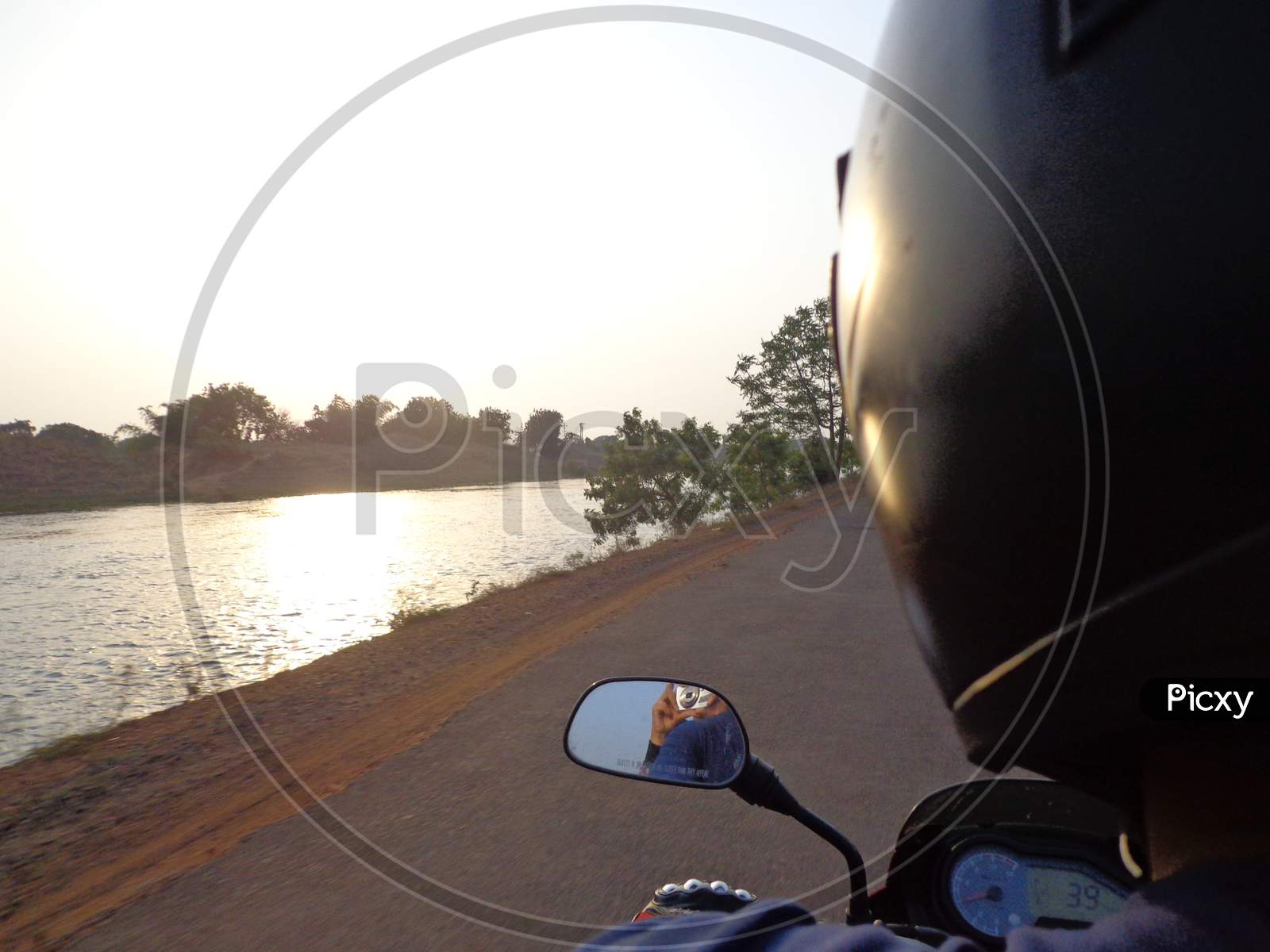 biker and sunset