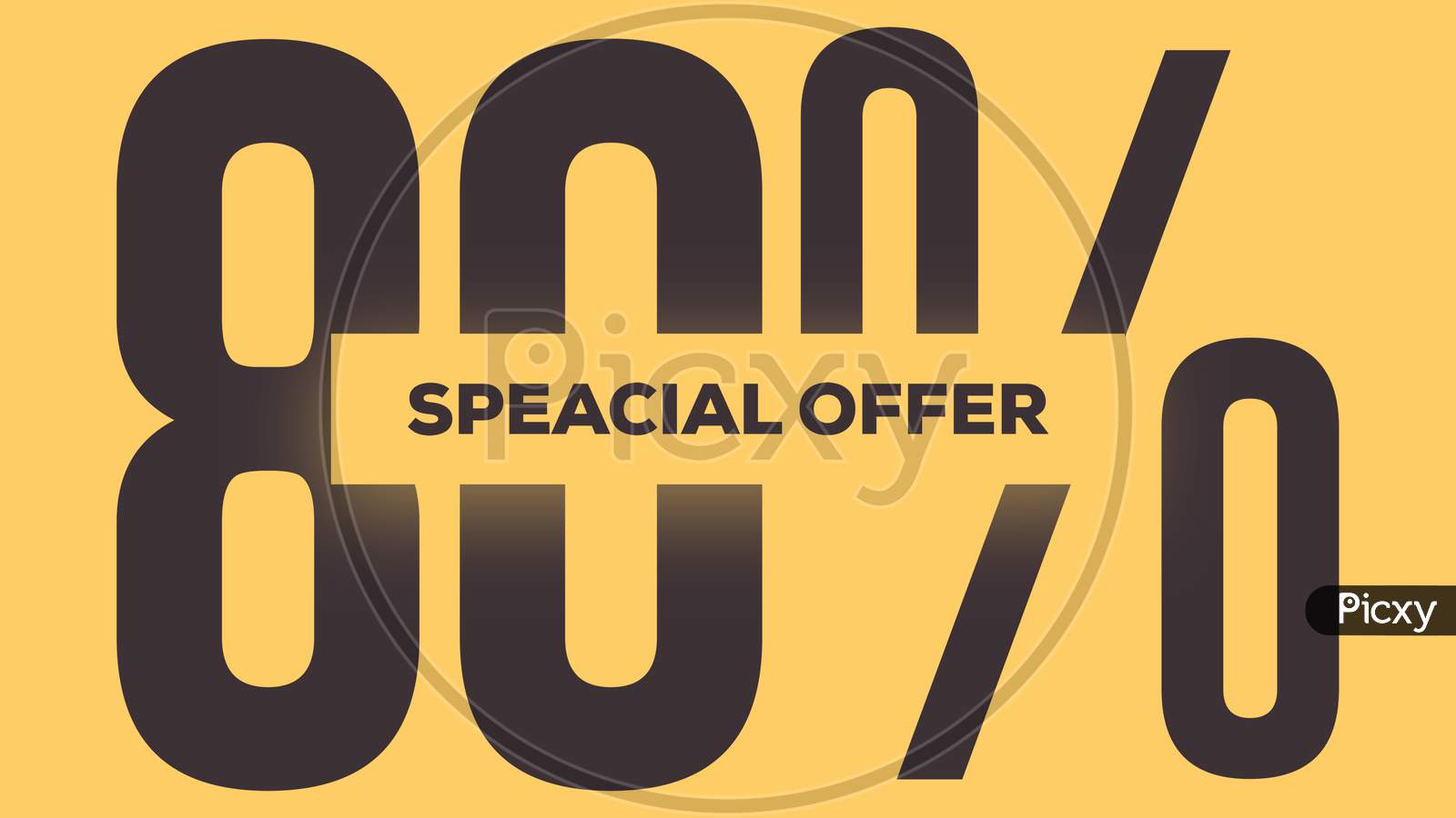 Speacial Offer 80% Off Illustration Use For Landing Page,Website, Poster, Banner, Flyer, Background,Label, Wallpaper,Sale Promotion,Advertising, Marketing On Yellow Background