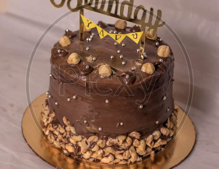 Hazelnut chocloate truffle birthday cake