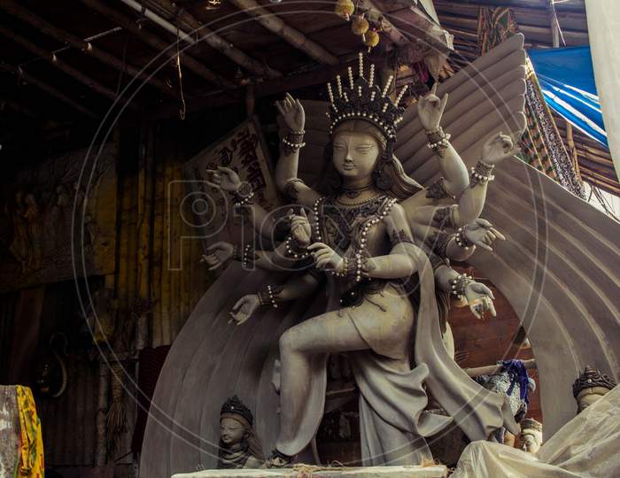Idol of Goddess Durga in making