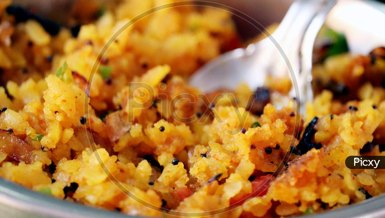 Indian Breakfast Tasty Food Poha Paddy Food In A Plate