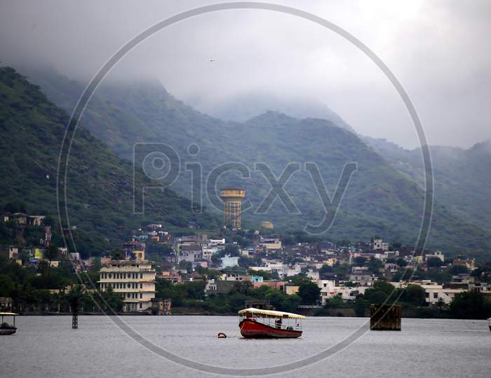 Monsoon clouds hover over Ajmer on August 24, 2020.
