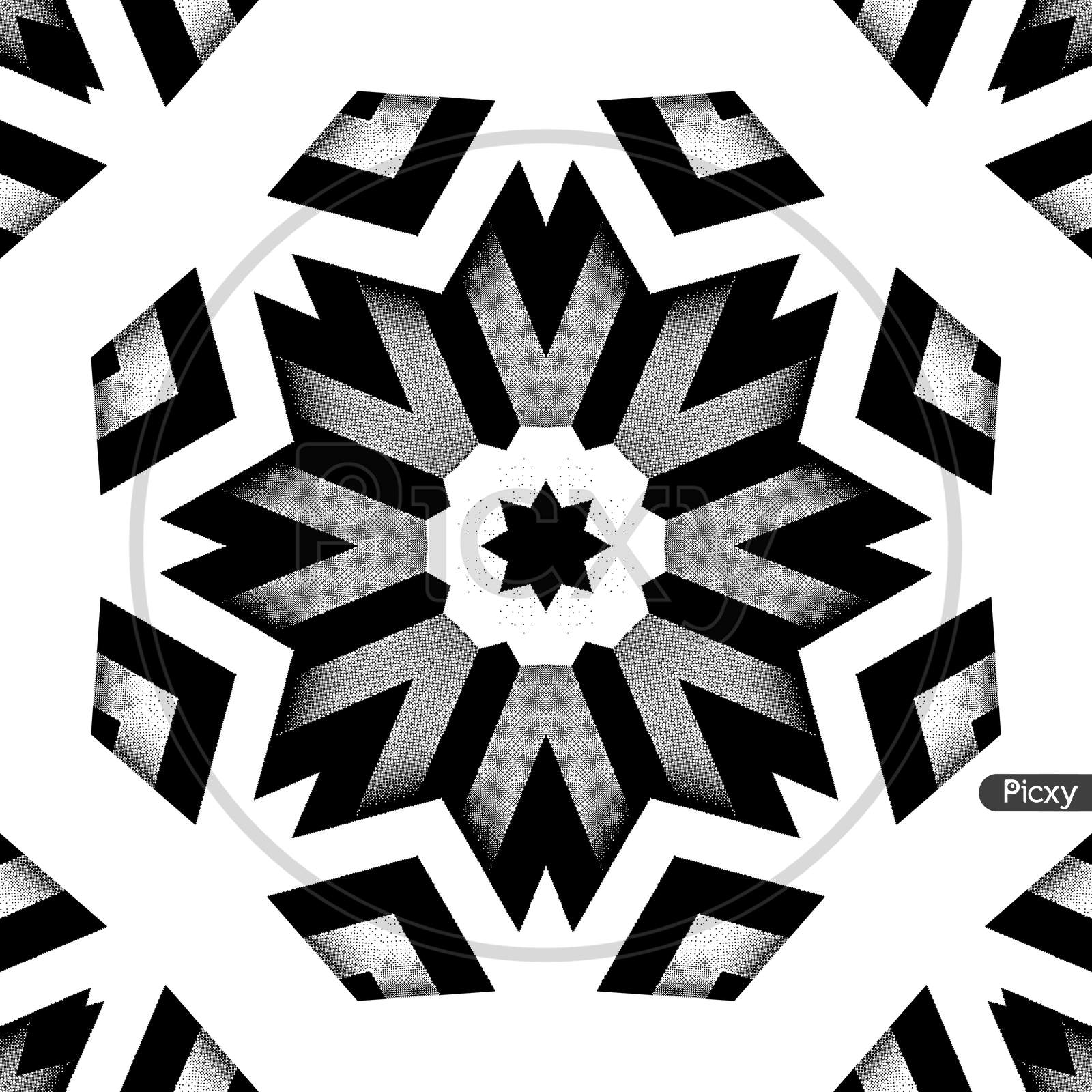 Beautiful And Elegant Monochromatic Symmetrical Mandala Designs On Solid Sheet Of Wallpaper. Concept Of Home Decor And Interior Designing