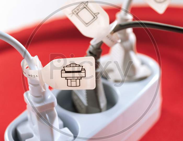 A power plug with blurred background