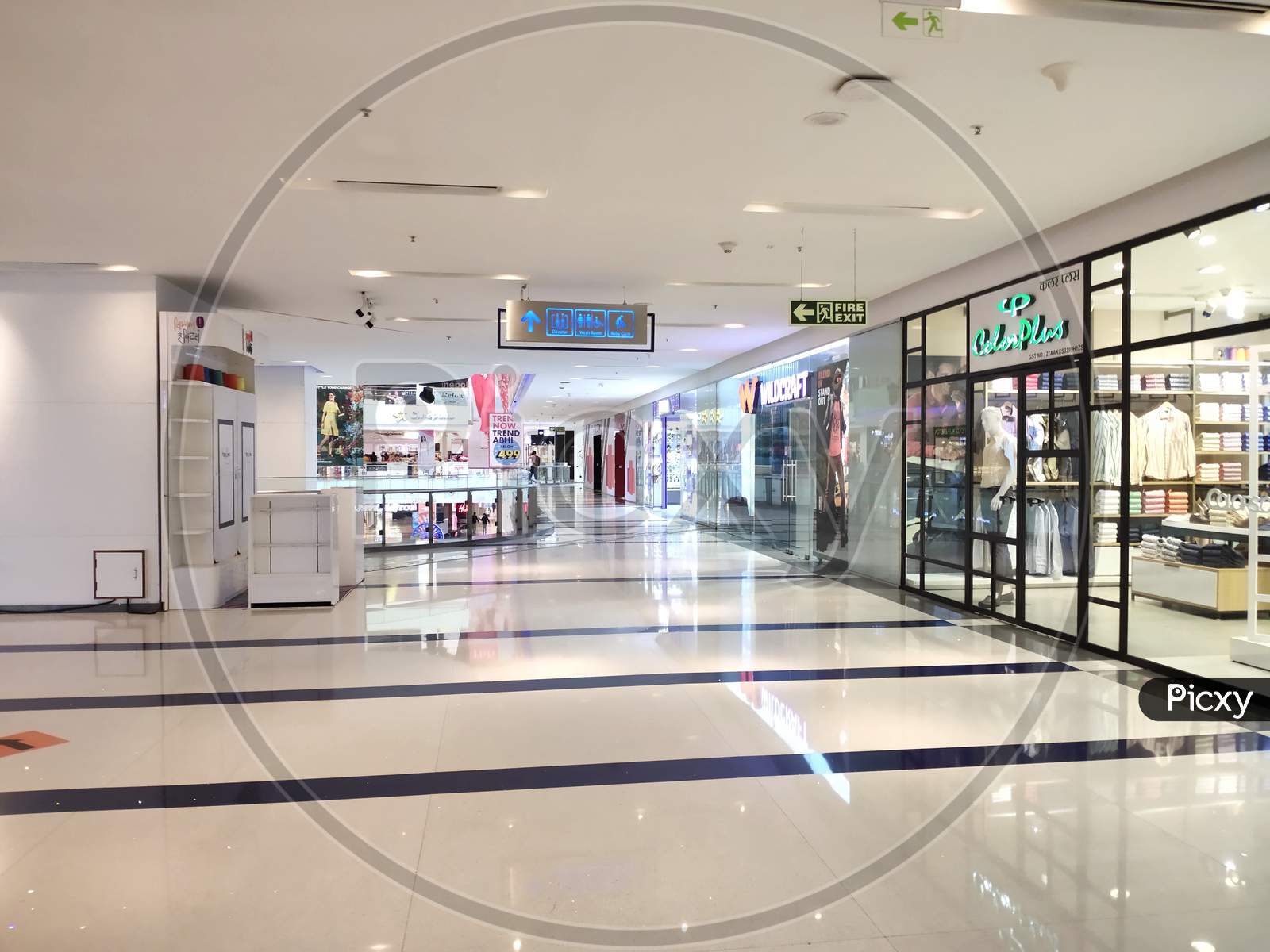 Empty shopping mall and retail shops in India