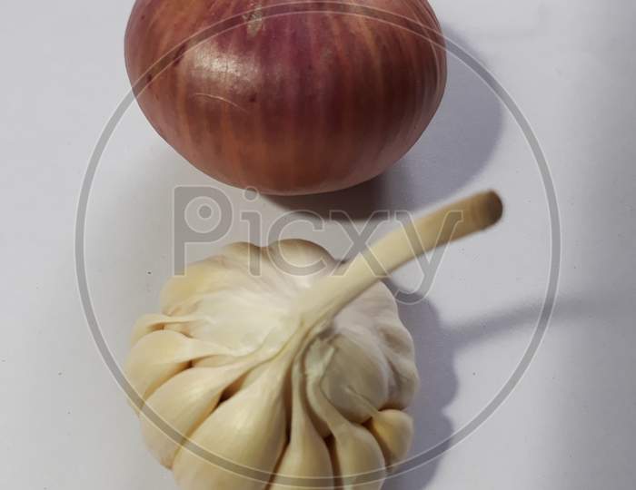 Vegetable fresh onion and garlic clove