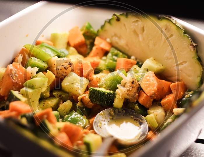 Close Up Photo Of Continental Vegetable Salad In A Bowl