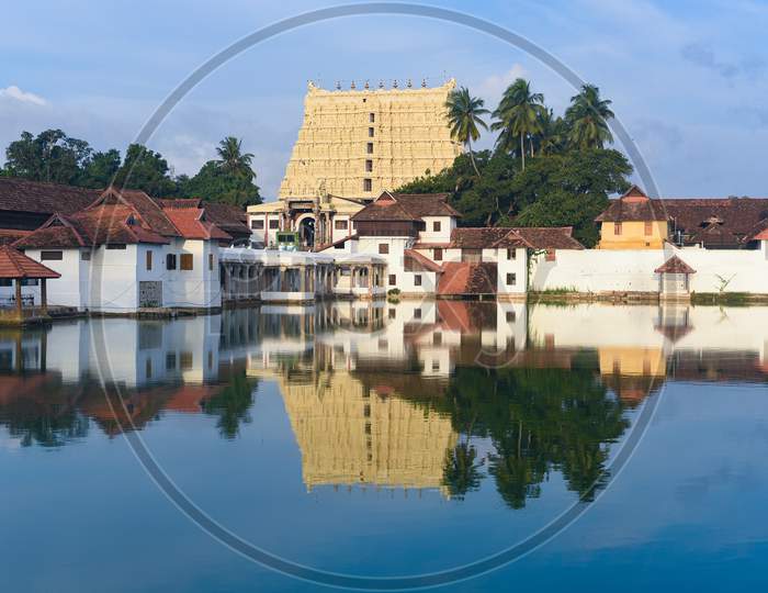 Indian Hindu temple, Padmanabhaswamy Temple and pond Trivandrum Kerala