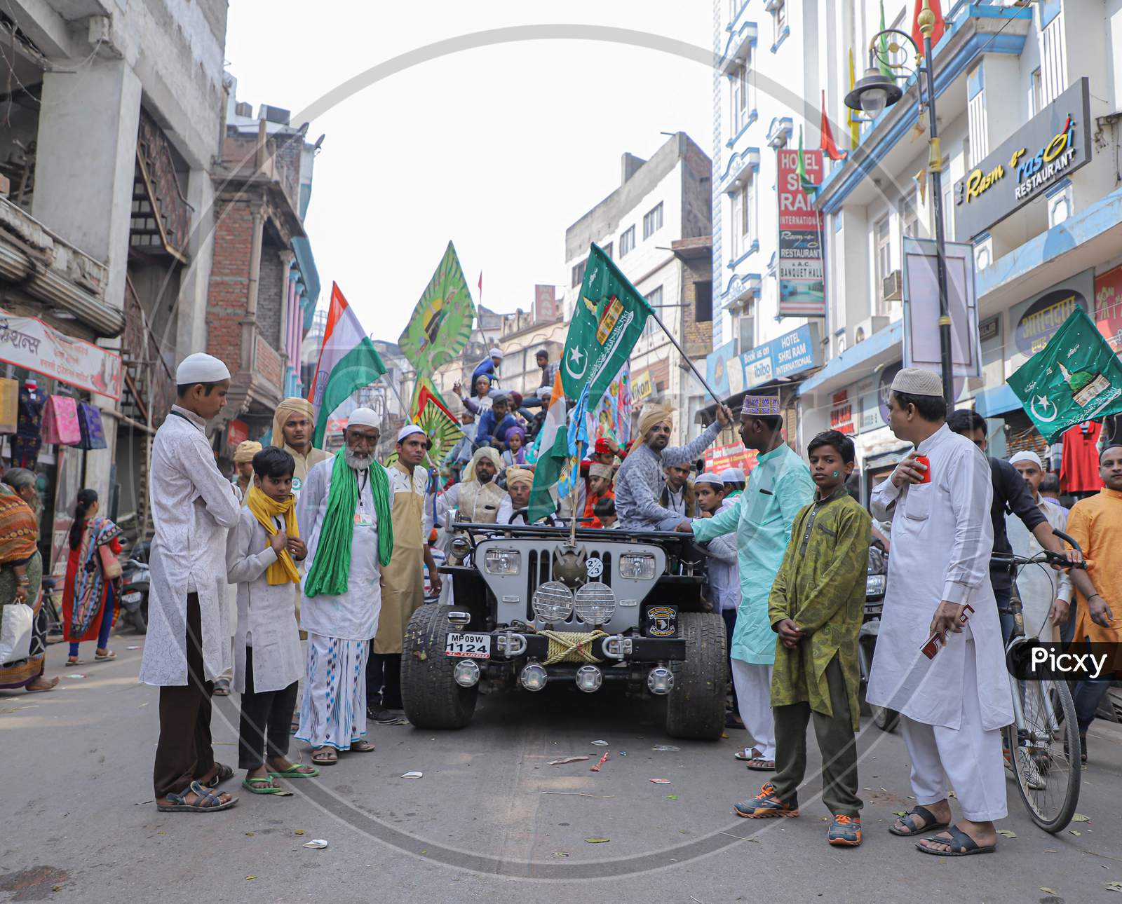 View of unknowns Shiite Muslims take part in a festival of varanasi