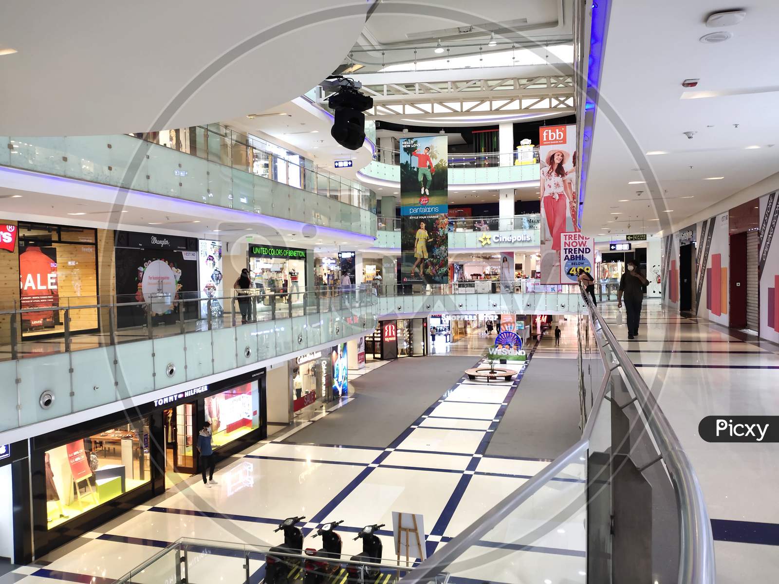 Empty shopping mall during corona virus pandemic