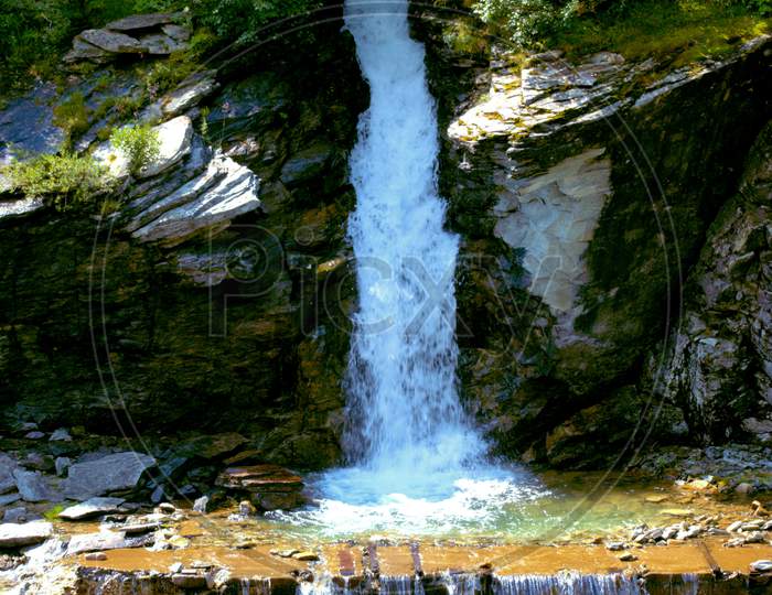 Waterfall in Zervreila in Switzerland 31.7.2020
