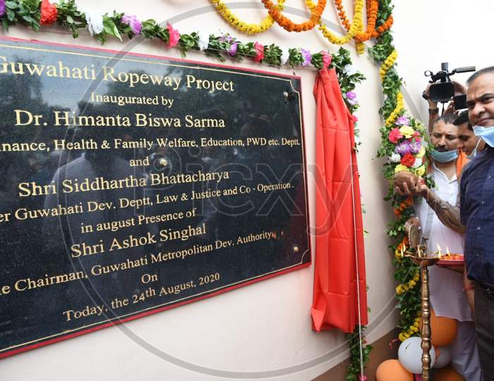 Assam Finance Minister Himanta Biswa Sarma Inaugurates India'S Longest River Ropeway Connecting Guwahati And North Guwahati Over The River Brahmaputra, In Guwahati, Monday, Aug. 24, 2020.