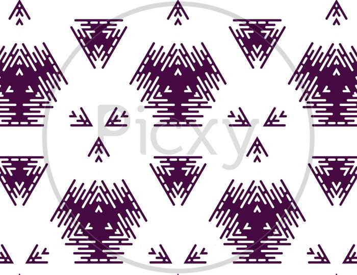 Beautiful Illustration Of Magenta Color Patterns And Designs Arranged Symmetrically. Concept Of Home Decor And Interior Designing