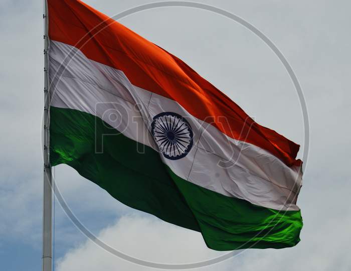 Indian flag in wind to a pole