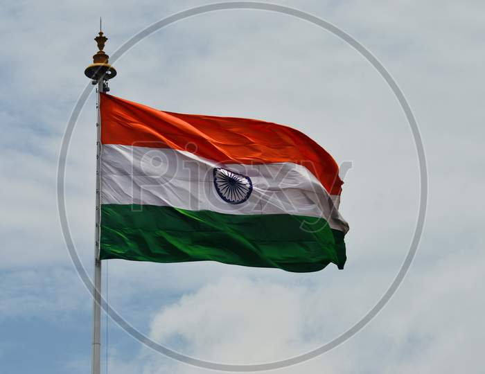 Indian flag in wind to a polE