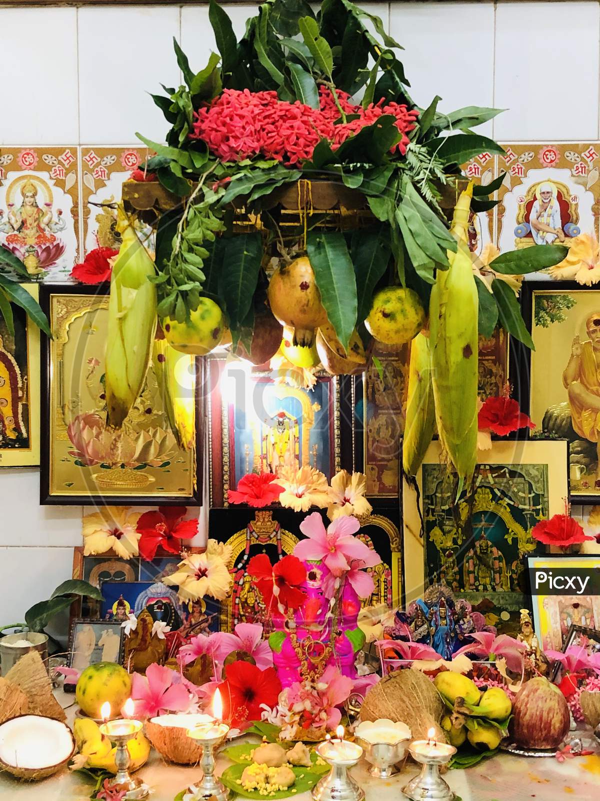 Image of Offerings of Pooja to Lord Ganesha on Vinayaka Chavithi ...