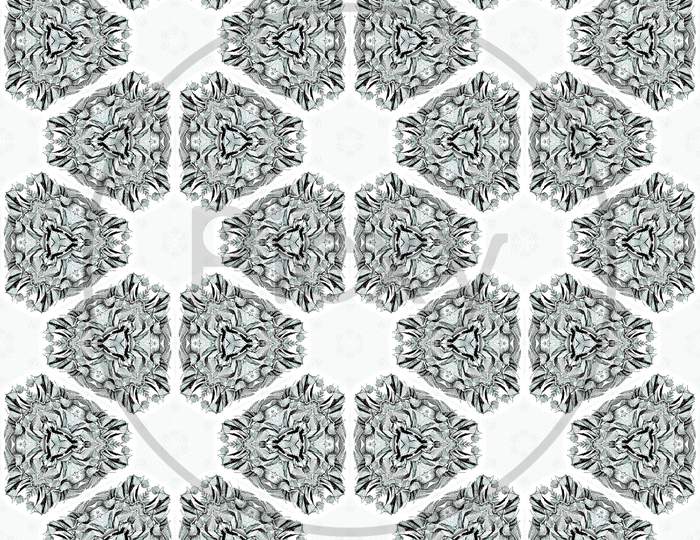 Elegant And Ornamental Monochromatic Pattern And Designs On Solid Sheet Of Wallpaper. Concept Of Home Decor And Interior Designing