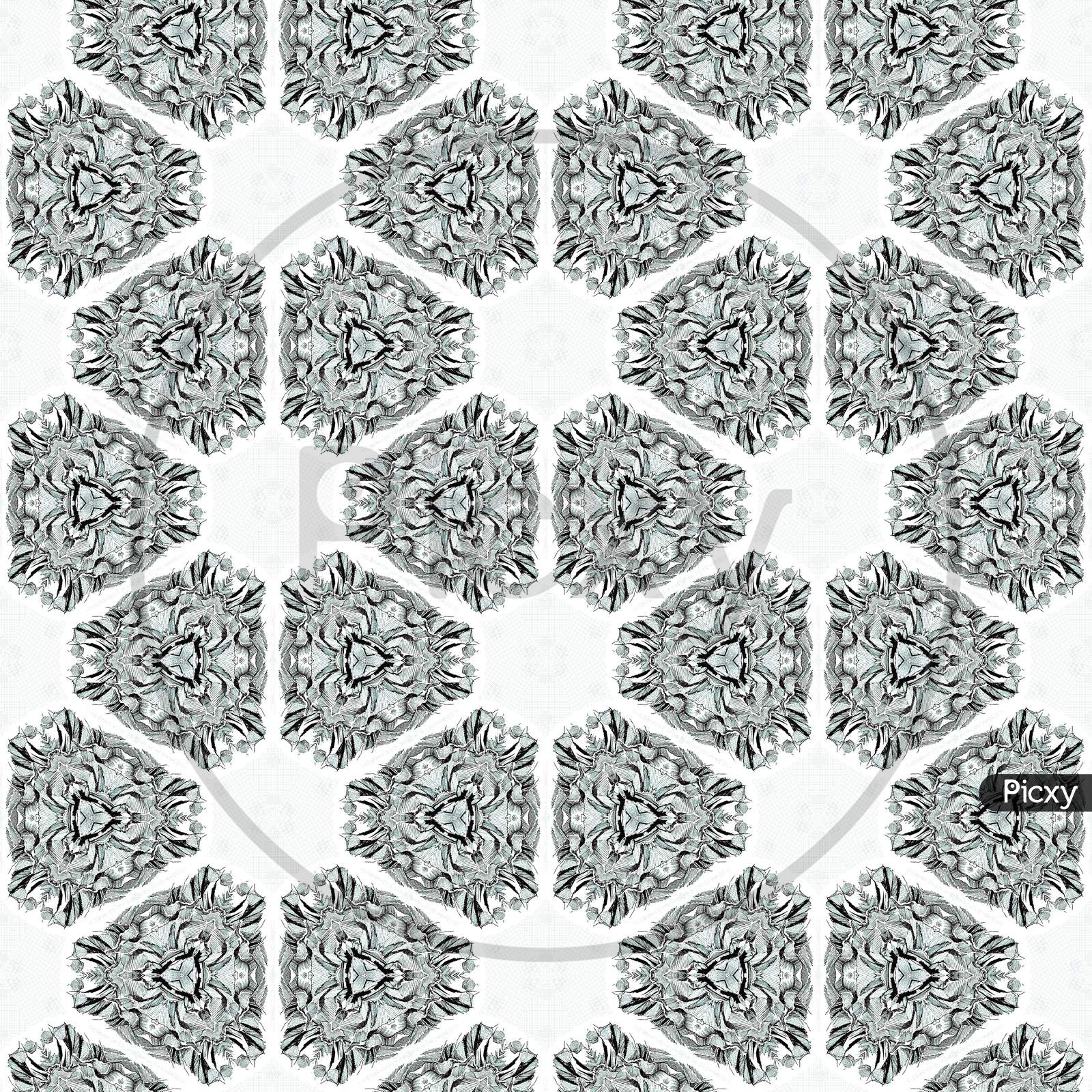 Elegant And Ornamental Monochromatic Pattern And Designs On Solid Sheet Of Wallpaper. Concept Of Home Decor And Interior Designing