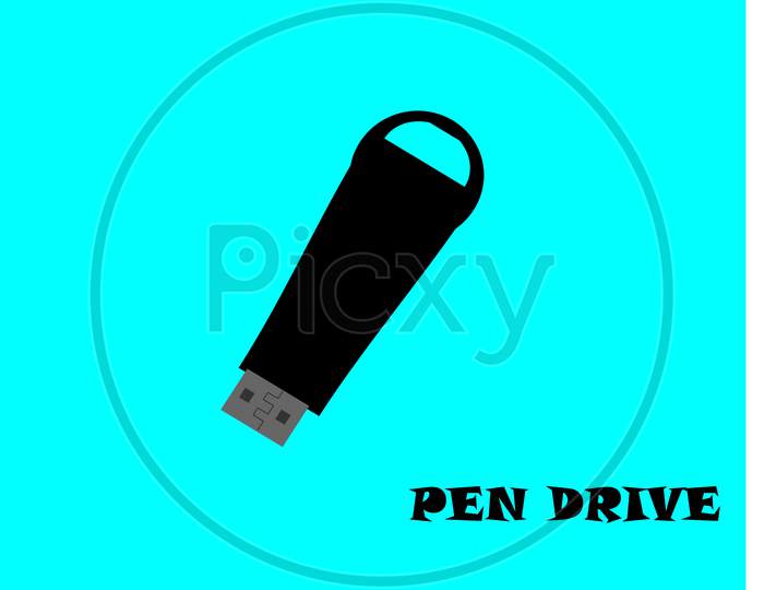 Pen Drive Image In Blue Background