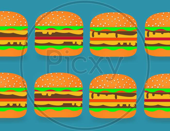 Hamburger Icon Design Illustration Set On Blue Background