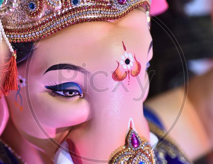 Ganesh Chaturthi Religious Festival In In India  Closeup Photos