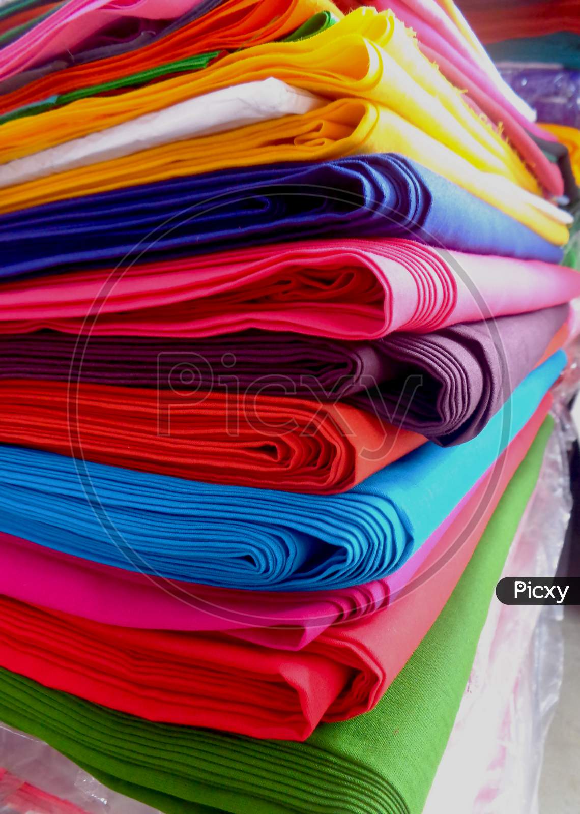Bundles Of Colorful Cloth Arranged By Folding