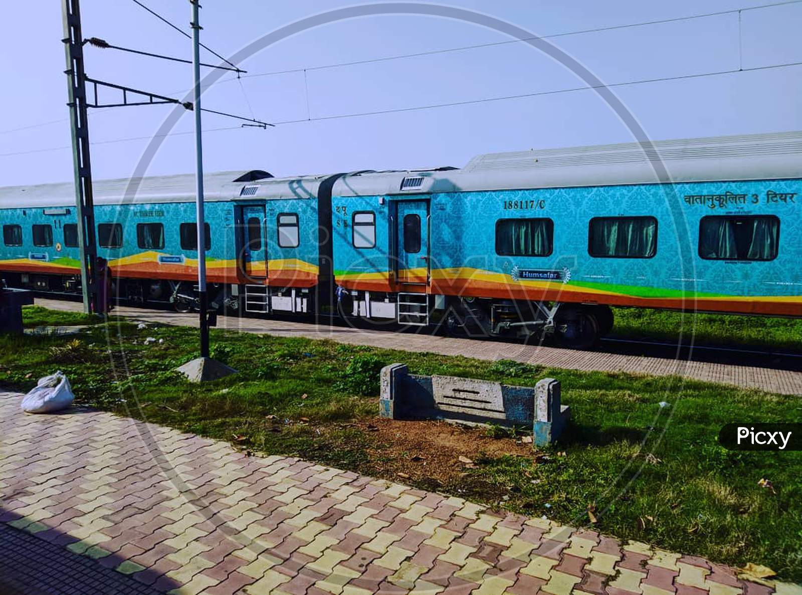Nice colourful coaches of the train.