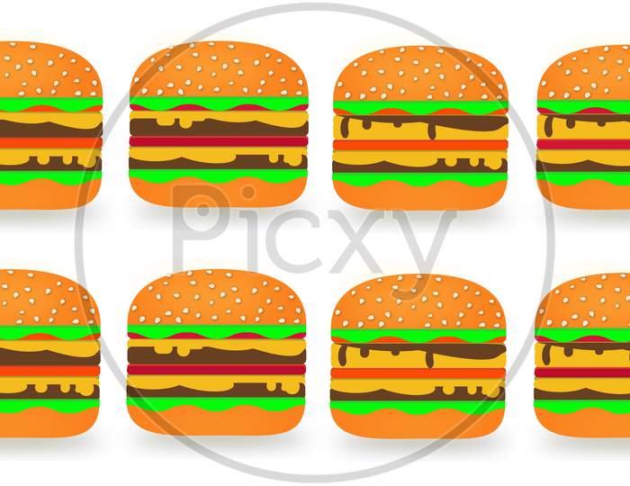 Simple Hamburger Illustration Set On White Background