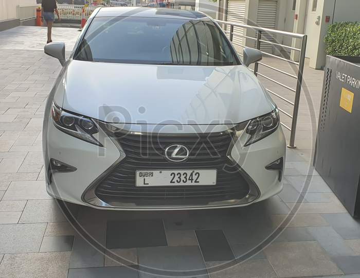 Lexus cars parked in front view and show lexus logo