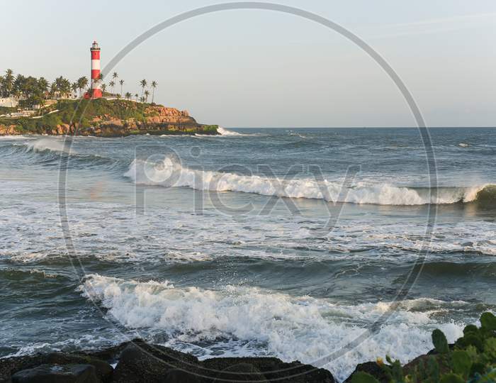 Kovalam beach and Vizhinjam light house, Trivandrum, Kerala